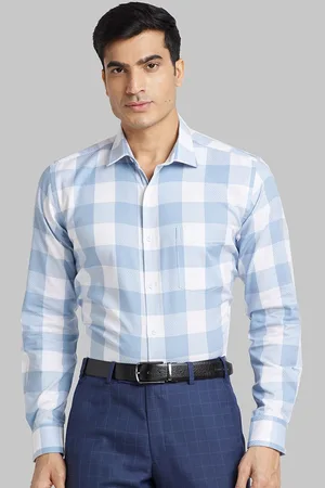Park Avenue Gingham Checked Slim Fit Cotton Opaque Formal Shirt