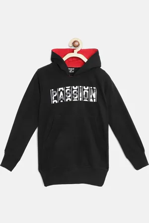 Chimprala Kids Black & White Typography Print Cotton Hooded Antimicrobial Sweatshirt
