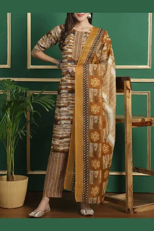Moda Rapido Abstract Printed Straight Pure Cotton Kurta With Trousers And Dupatta