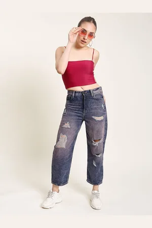 Bene Kleed Women Classic Relaxed Fit High-Rise Mildly Distressed Pure Cotton Jeans