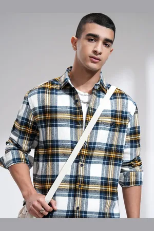 Highlander Men Flannel Oxford Textured Checked Relaxed Overshirt