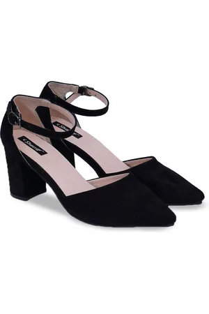 Sherrif Velvet Block Heel Pumps with Ankle Loop