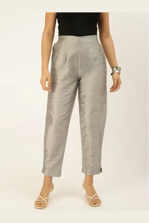 De Moza Women Striped Slim Fit Pleated Regular Trousers