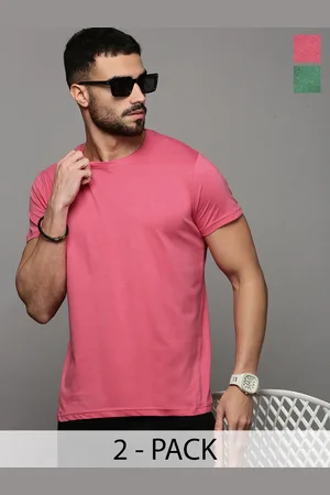 ETC Men Pack Of 2 Solid Pure Cotton T-shirt