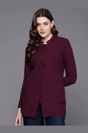 Cayman Women Cable Knit Woollen Longline Cardigan