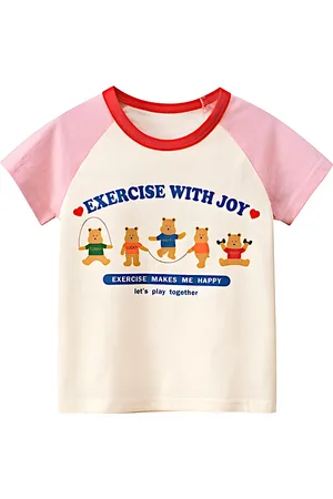 BAESD Girls Graphic Printed Round Neck Cotton T-shirt