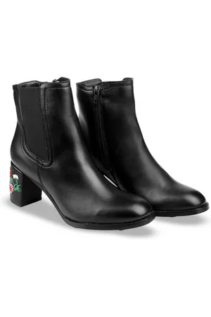 BXXY Women Faux Material Buckle and Zipper High Ankle Formal Boots