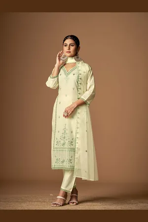 Orus Women Embroidered Regular Thread Work Pure Cotton Kurta with Trousers & With Dupatta