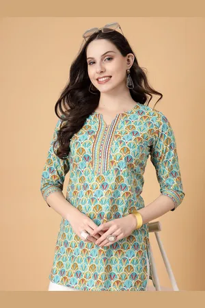 God Bless Ethnic Motifs Printed Round Neck Pure Cotton Kurti