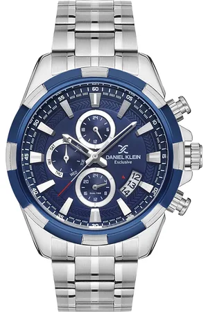 Daniel Klein Men Silver-Toned Printed Dial & Silver Toned Stainless Steel Bracelet Style Straps Analogue Watch