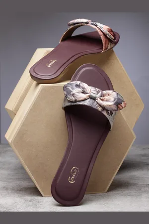 PANAHI Women Grey Printed Open Toe Flats with Bows
