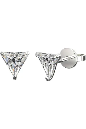 Abhooshan 925 Silver Triangle CZ Stud Earrings