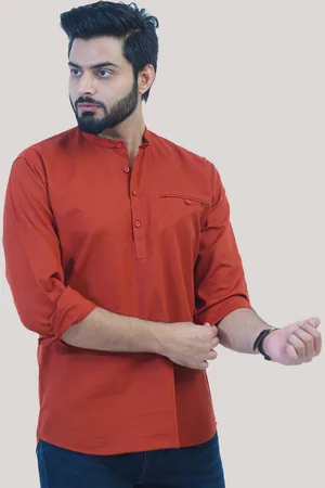 Blue Bird Cotton Mandarin Collar Thread Work Straight Kurta