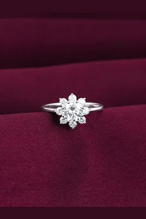 GIVA Rhodium-Plated Zircon-Studded 925 Sterling Silver Finger Ring