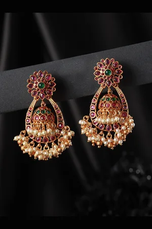 Priyaasi Gold-Plated Contemporary Jhumka Earrings