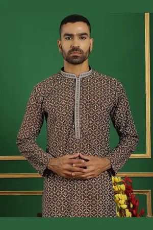 Jompers Geometric Printed Mandarin Collar Straight Kurta