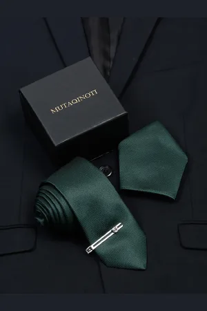 MUTAQINOTI Men Checkered Silk Necktie Accessory Gift Set