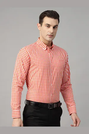 HANCOCK Men Standard Slim Fit Gingham Checks Opaque Checked Formal Shirt