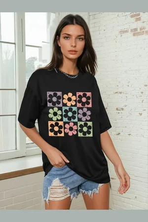 Corsica Women Floral Printed Round Neck Oversized T-shirt