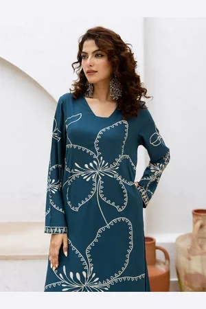 Ishin Floral Printed V-Neck Straight Kurta With Palazzos