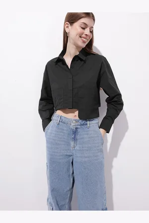 DressBerry Women Boxy Rebellion Utility Crop Shirt