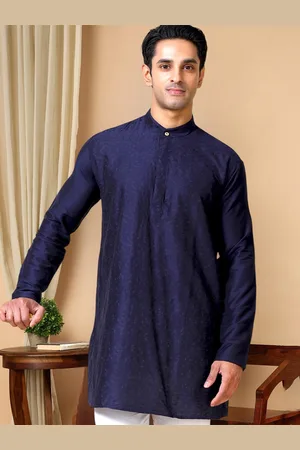 TATTVA Mandarin Collar Woven Design Straight Kurta