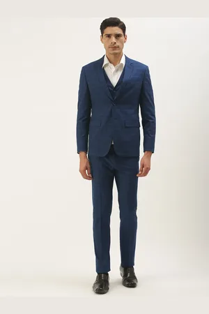 Peter England Men Navy Blue Checked Neo-Slim Fit Single-Breasted Formal Suit