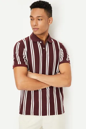 Max Collection Men Striped Polo Collar Cotton T-shirt