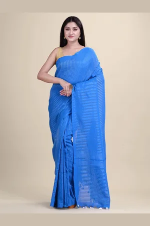 Laa Calcutta Striped Zari Pure Cotton Saree