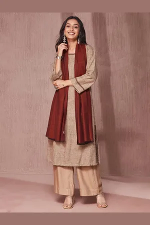 Fabindia Rust Wool Woven Stole\