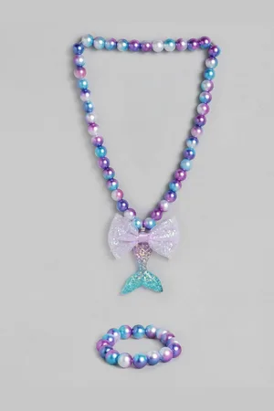 EL REGALO Girls Purple Beaded Mermaid Jewellery Set