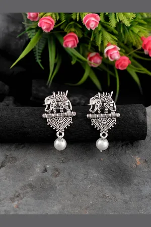 Silvermerc Designs Silver-Plated Oxidised Classic Drop Earrings
