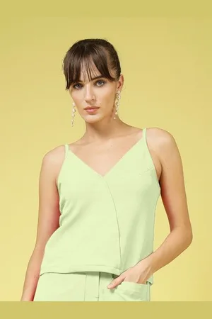 OOMPH Women V-Neck Sleeveless Crop Top