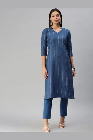 DIVASTRI Micro & Ditsy Printed Mandarian Collar Straight Kurta With Trousers