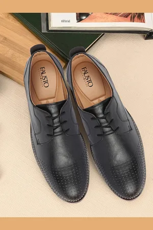 FAUSTO Men Black Solid Formal Derby Shoes