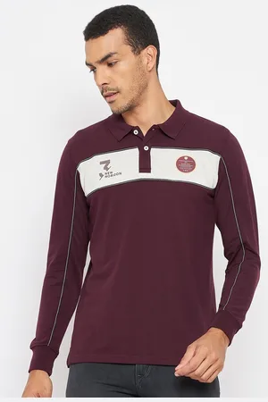 Duke Men Purple Colourblocked Polo Collar Slim Fit Cotton T-shirt
