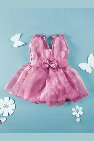 KICKS & CRAWL Girls V- Neck Bow Detail Fit & Flare Dress