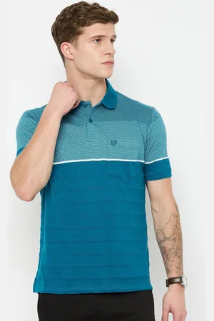 Duke Men Striped Polo Collar Pockets T-shirt