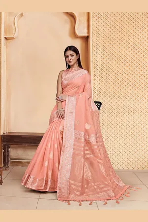 House of Pataudi Ethnic Motif Woven Design Saree With tassels