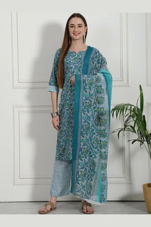 Moda Rapido Floral Printed Straight Pure Cotton Kurta With Trousers And Dupatta