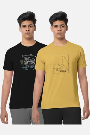 bullmer Pack Of 2 Typography Printed Cotton T-shirt