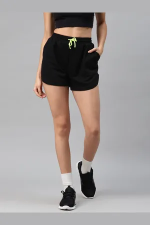 Laabha Women Black Slim Fit Running Sports Shorts