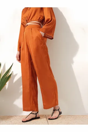 DressBerry Women Minimal Bonheme Satiny Grace Wide Leg Flared Trousers