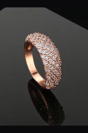 ESTELE Rose Gold Plated Cubic Zirconia Studded Finger Ring