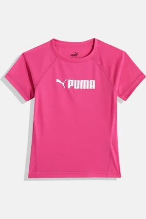 PUMA Girls Brand Logo Printed Raglan Sleeves Regular fit Youth Training T-Shirt