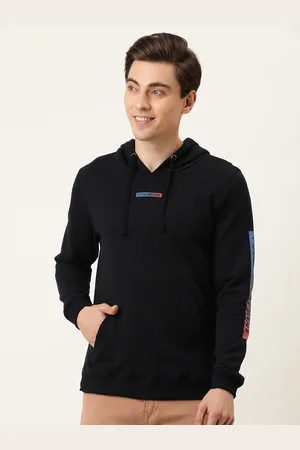 Flying Machine Men Black Hooded Sweatshirt