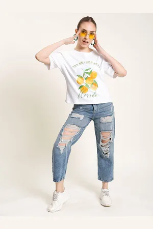 Bene Kleed Women Classic Relaxed Fit Highly Distressed Heavy Fade Cotton Jeans