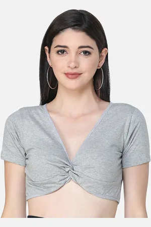 Cation Grey Melange Twisted Bralette Crop Top