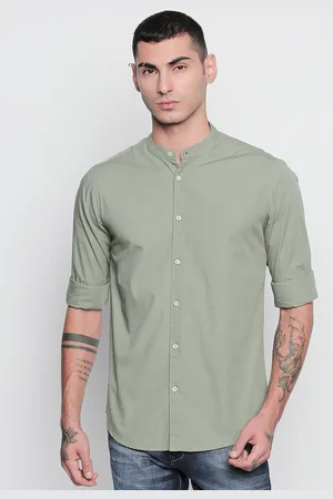 Dennis Lingo Men Green Slim Fit Solid Casual Shirt