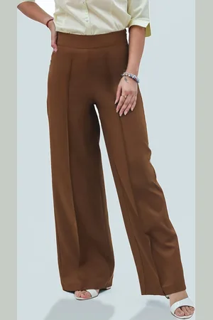 Blue Bird Women Relaxed Loose Fit High-Rise Trousers
